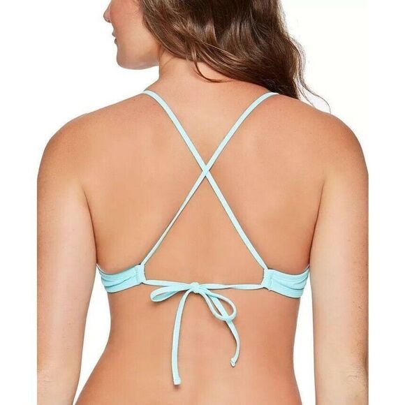 1770  Salt + Cove  Juniors' Smocked Triangle Bikini Swim SKY BLUE sz L - Picture 2 of 2